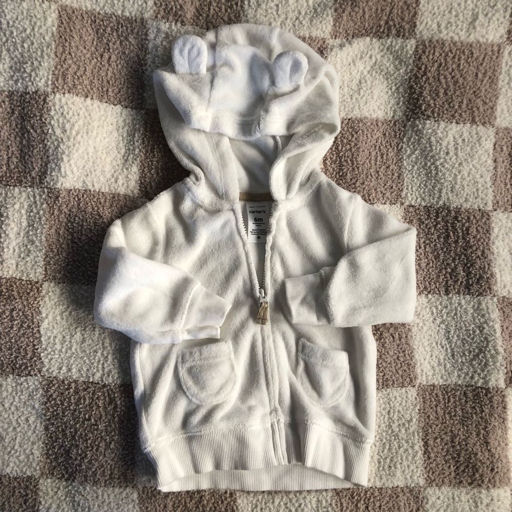 BOGO 🎊 Carter’s Cozy White Terry Cloth Kids Hoodie with Bear Ears
